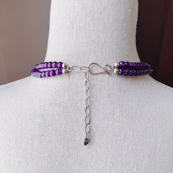 Signed Jay King DTR Amethyst Sterling Silver Double Strand Multi Strand Necklace - Picture 9 of 11